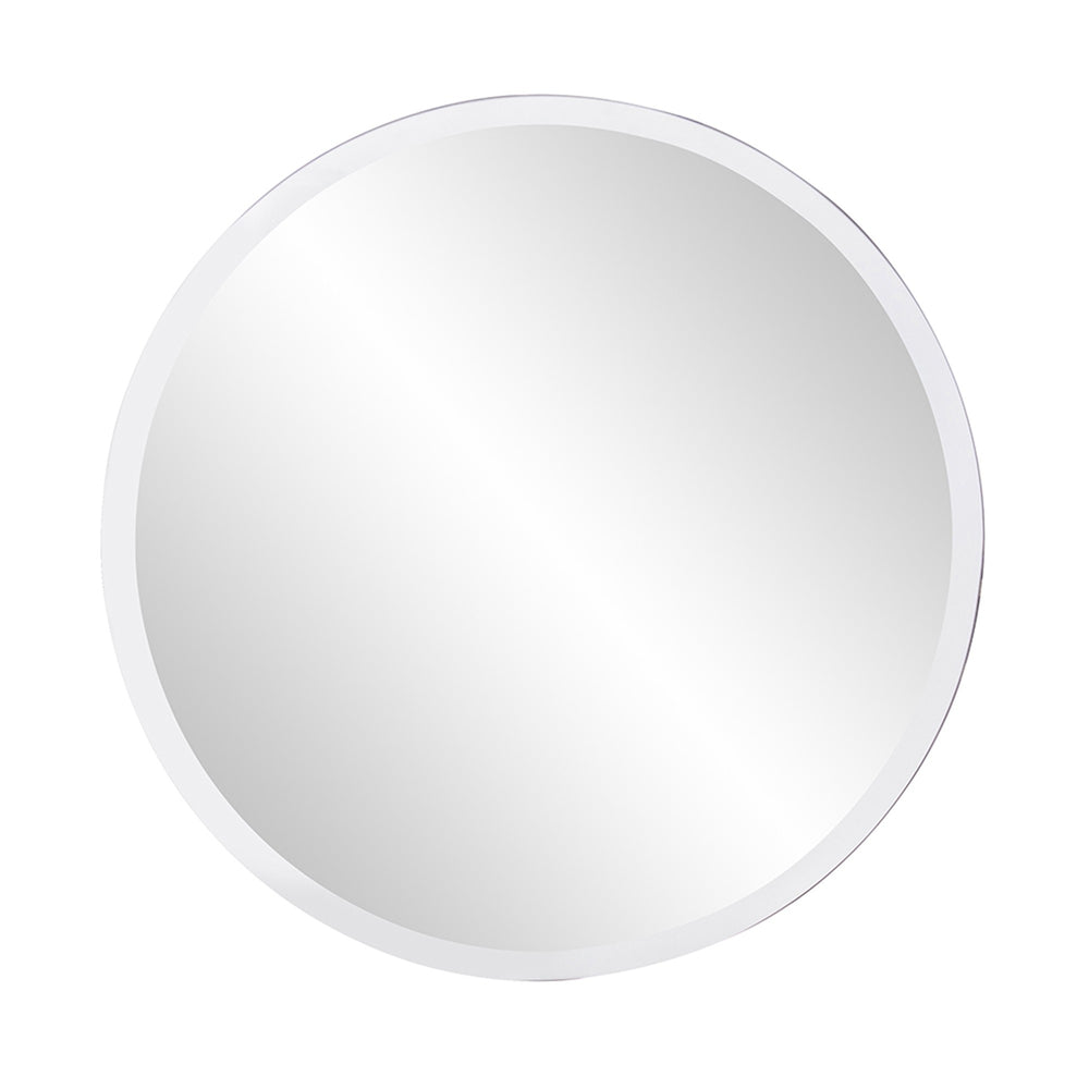 Homeroots 28" Gray Round Unframed Accent Mirror  Glass 383722