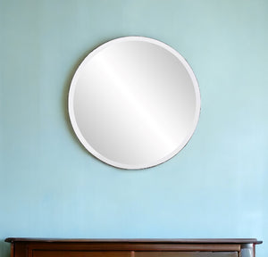 Homeroots 28" Gray Round Unframed Accent Mirror  Glass 383722