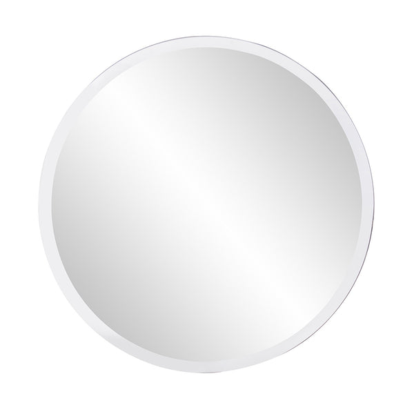Homeroots 28" Gray Round Unframed Accent Mirror  Glass 383722