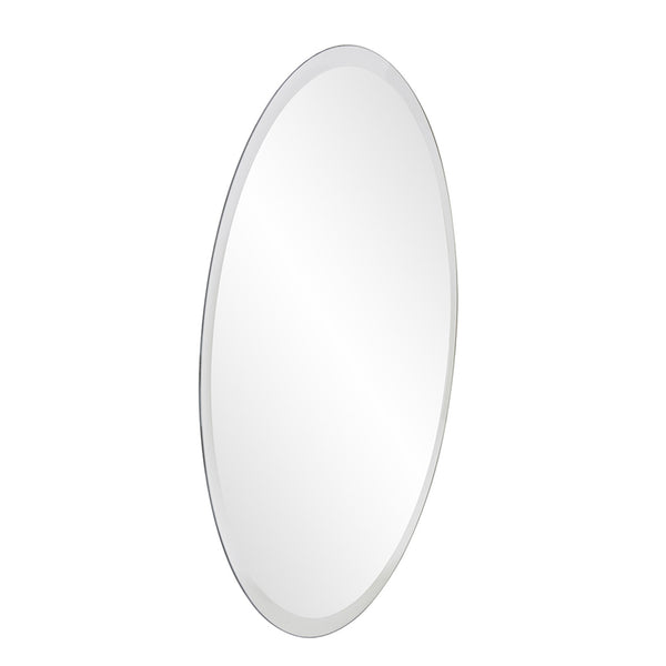 Homeroots 28" Gray Round Unframed Accent Mirror  Glass 383722