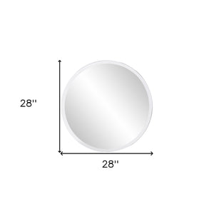 Homeroots 28" Gray Round Unframed Accent Mirror  Glass 383722
