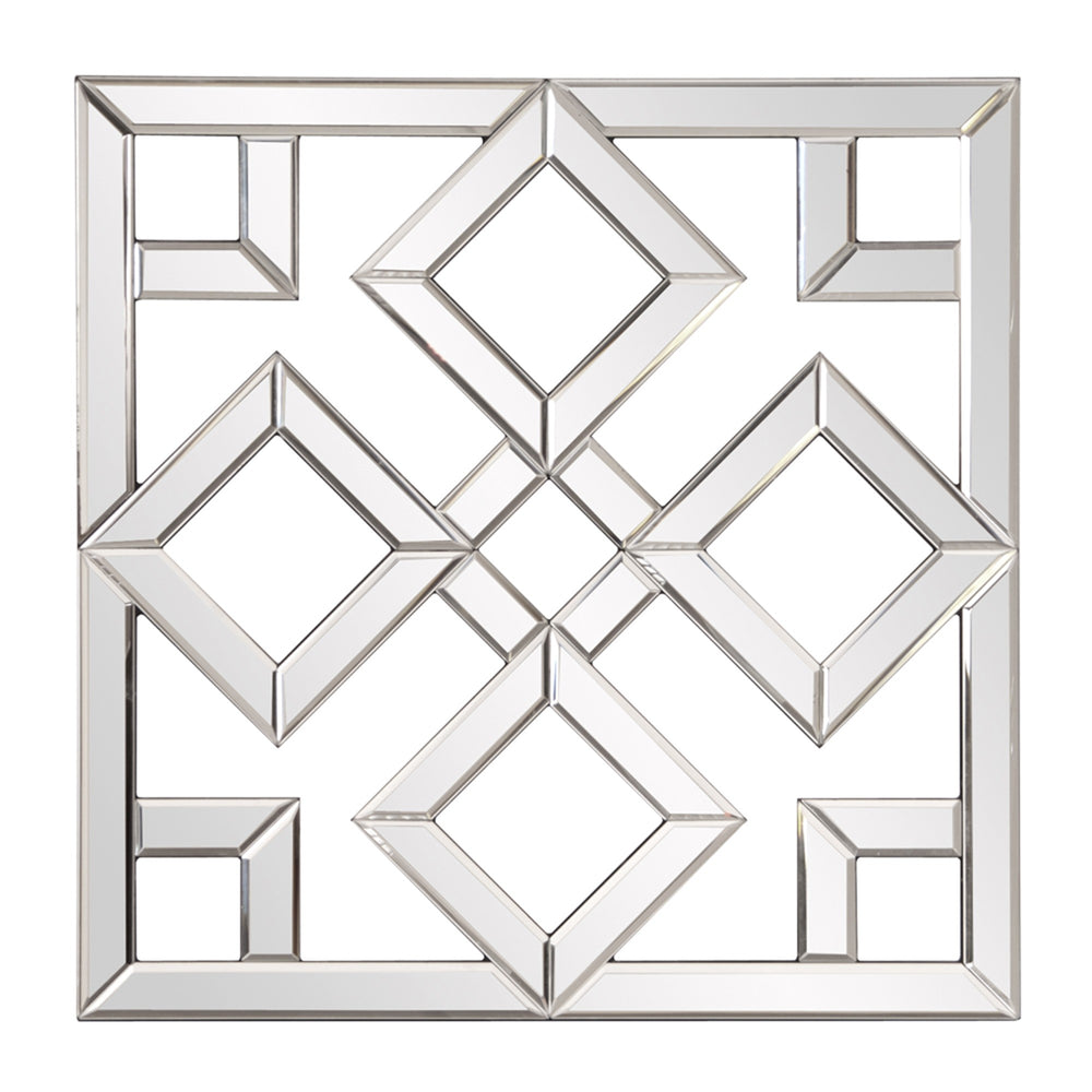 Homeroots Interlocking Mirrored Squares With Lattice Design  Glass 383723