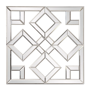 Homeroots Interlocking Mirrored Squares With Lattice Design  Glass 383723