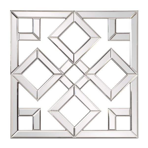 Homeroots Interlocking Mirrored Squares With Lattice Design  Glass 383723