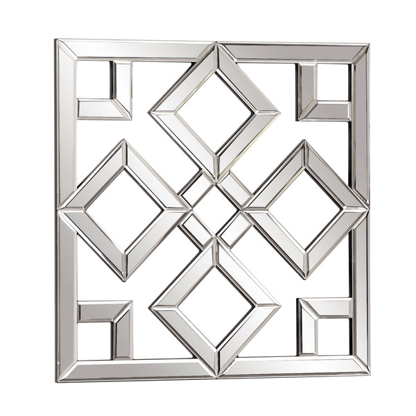 Homeroots Interlocking Mirrored Squares With Lattice Design  Glass 383723