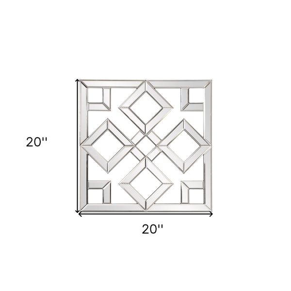 Homeroots Interlocking Mirrored Squares With Lattice Design  Glass 383723