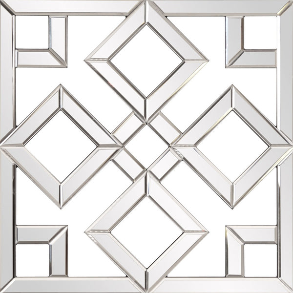 Homeroots Interlocking Mirrored Squares With Lattice Design  Glass 383723