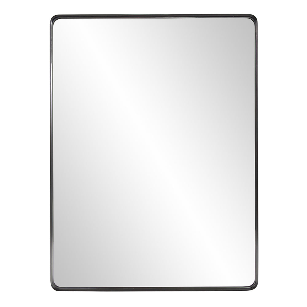 Homeroots 40" Black Metal Framed Accent Mirror  Stainless Steel 383724