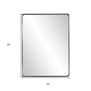 Homeroots 40" Black Metal Framed Accent Mirror  Stainless Steel 383724