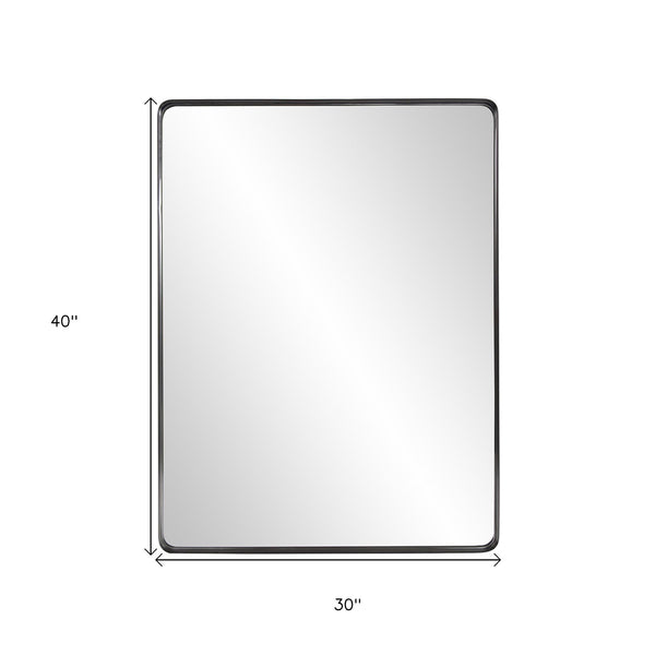 Homeroots 40" Black Metal Framed Accent Mirror  Stainless Steel 383724