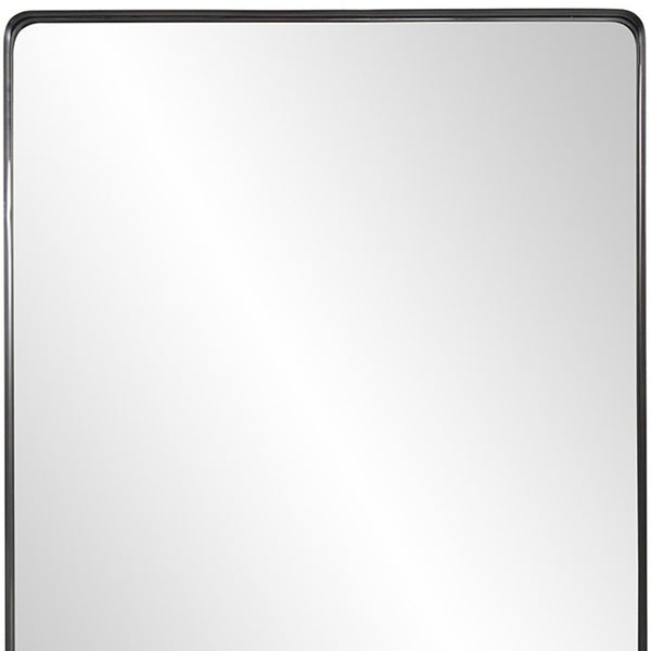 Homeroots 40" Black Metal Framed Accent Mirror  Stainless Steel 383724