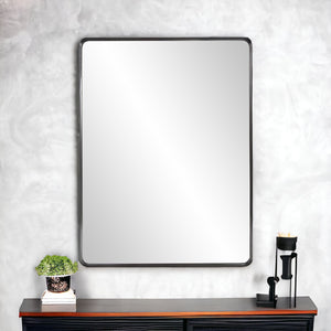 Homeroots 40" Black Metal Framed Accent Mirror  Stainless Steel 383724