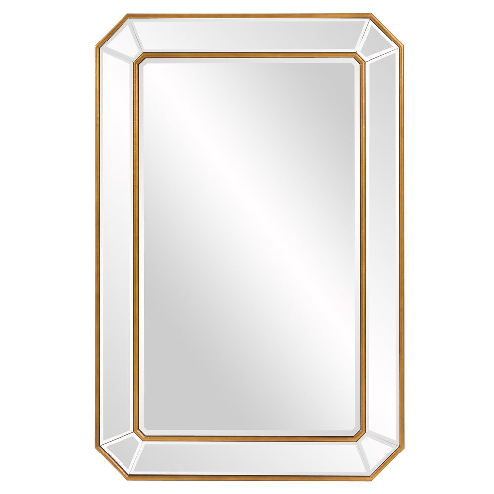 Homeroots Recatngle Gold Leaf Mirror With Angled Corners Frame  Glass 383725