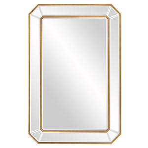 HomeRoots Recatngle Gold Leaf Mirror: Elegant Angled Corners, Versatile Decor, Ideal for Any Room, Ready to Hang 383725