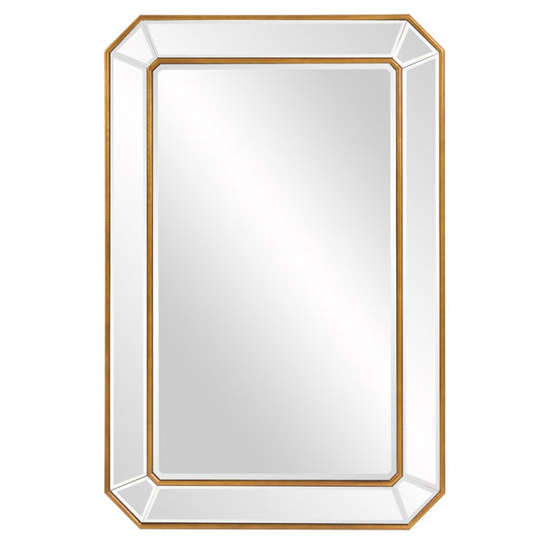 HomeRoots Recatngle Gold Leaf Mirror: Elegant Angled Corners, Versatile Decor, Ideal for Any Room, Ready to Hang 383725