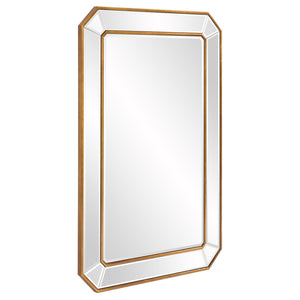 HomeRoots Recatngle Gold Leaf Mirror: Elegant Angled Corners, Versatile Decor, Ideal for Any Room, Ready to Hang 383725