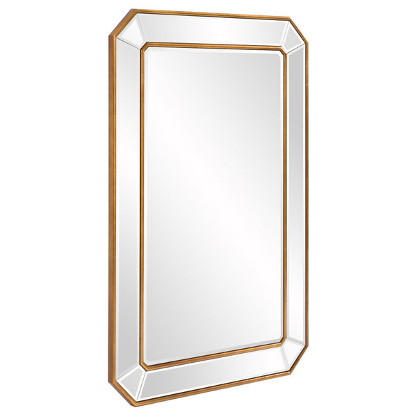 HomeRoots Recatngle Gold Leaf Mirror: Elegant Angled Corners, Versatile Decor, Ideal for Any Room, Ready to Hang 383725