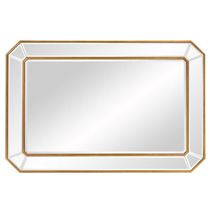 HomeRoots Recatngle Gold Leaf Mirror: Elegant Angled Corners, Versatile Decor, Ideal for Any Room, Ready to Hang 383725
