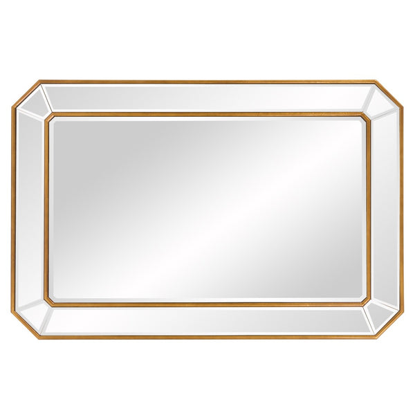 HomeRoots Recatngle Gold Leaf Mirror: Elegant Angled Corners, Versatile Decor, Ideal for Any Room, Ready to Hang 383725
