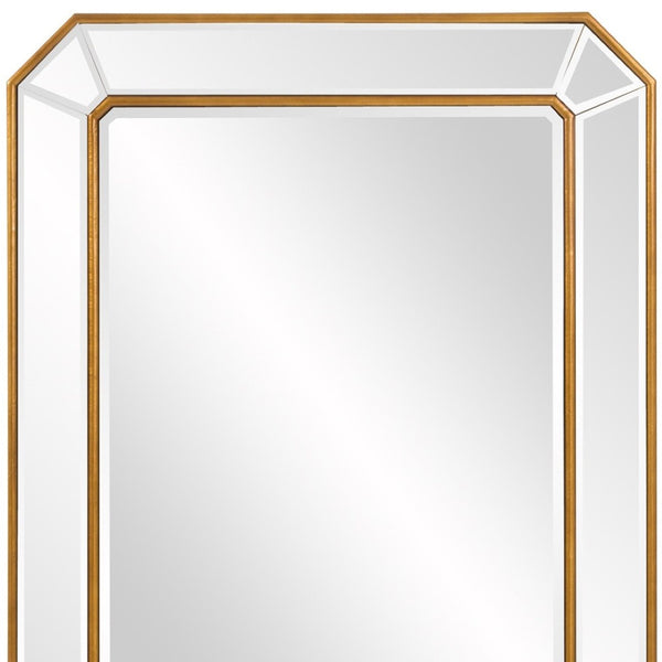 HomeRoots Recatngle Gold Leaf Mirror: Elegant Angled Corners, Versatile Decor, Ideal for Any Room, Ready to Hang 383725