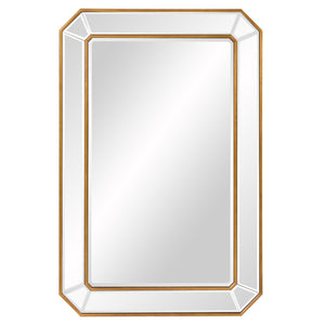 HomeRoots Recatngle Gold Leaf Mirror: Elegant Angled Corners, Versatile Decor, Ideal for Any Room, Ready to Hang 383725