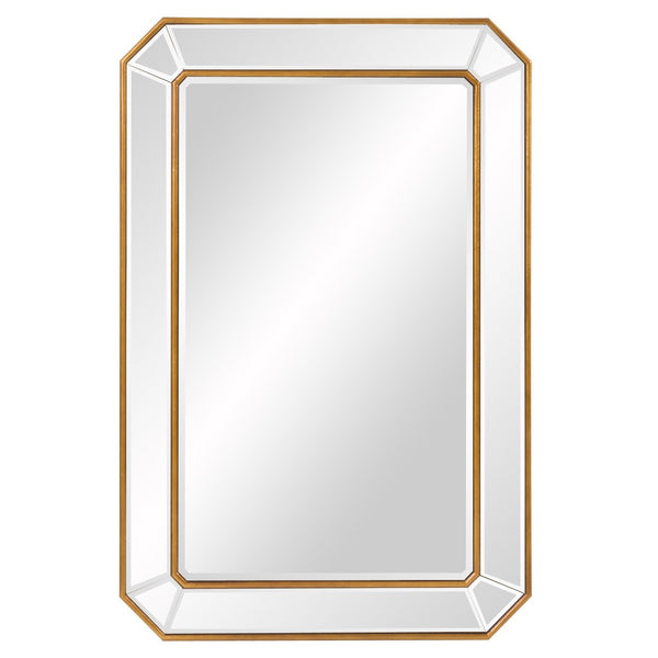 HomeRoots Recatngle Gold Leaf Mirror: Elegant Angled Corners, Versatile Decor, Ideal for Any Room, Ready to Hang 383725