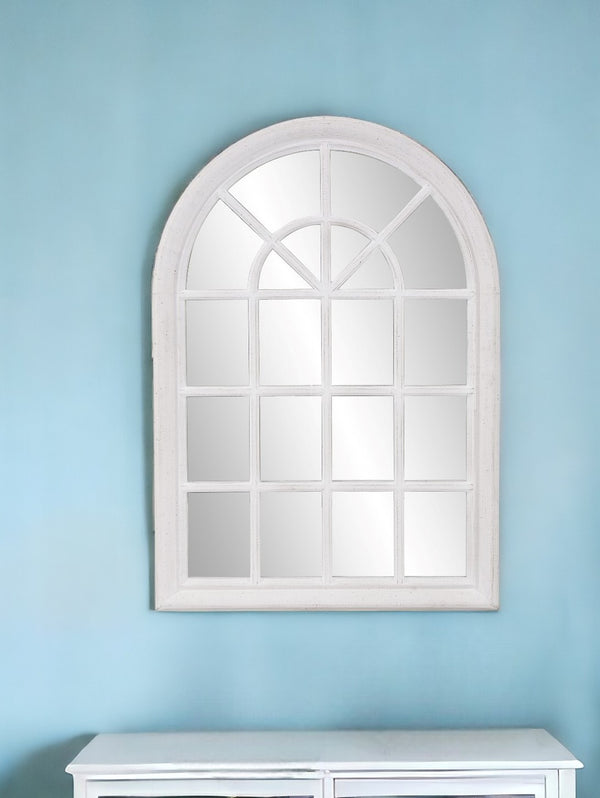 Homeroots 41" White Arch Framed Accent Mirror  Wood 383726