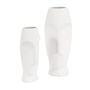 Homeroots Set Of Two Ceramic White Cylinder Table Vases  Ceramic 383727