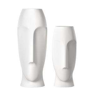 Homeroots Set Of Two Ceramic White Cylinder Table Vases  Ceramic 383727