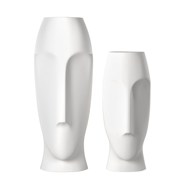 Homeroots Set Of Two Ceramic White Cylinder Table Vases  Ceramic 383727