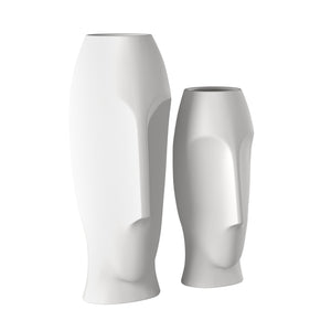 Homeroots Set Of Two Ceramic White Cylinder Table Vases  Ceramic 383727