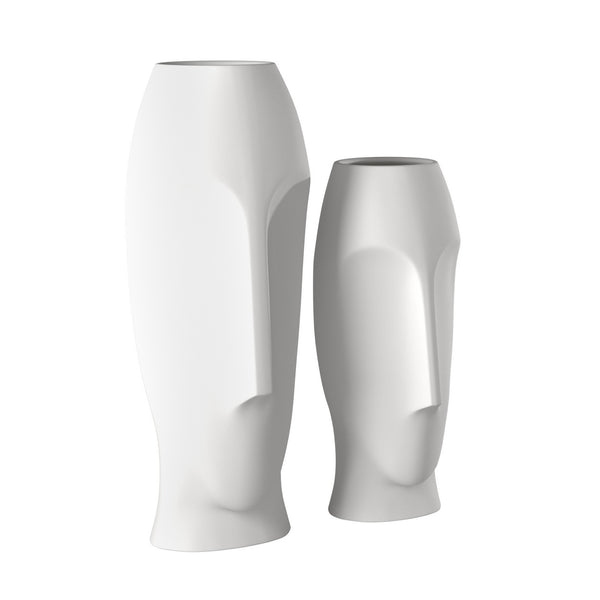 Homeroots Set Of Two Ceramic White Cylinder Table Vases  Ceramic 383727