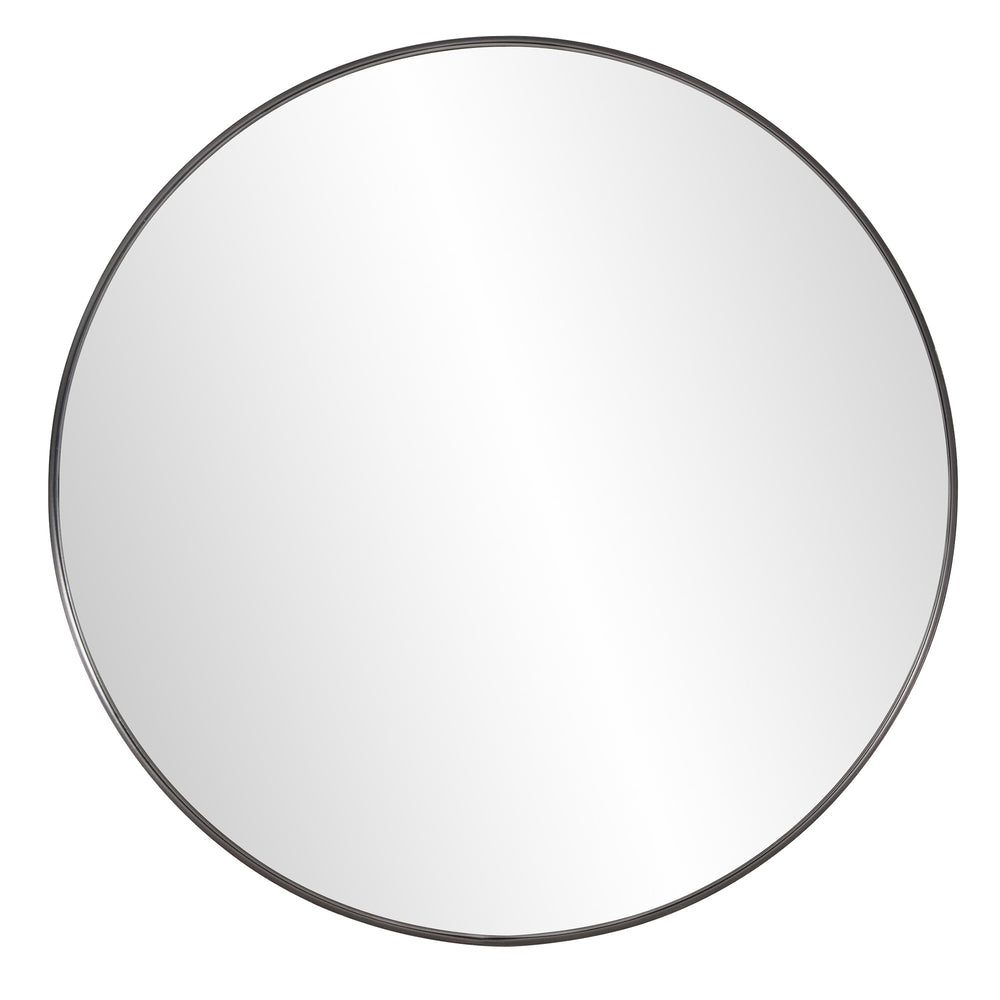 Homeroots 36" Black Round Framed Accent Mirror  Stainless Steel 383728