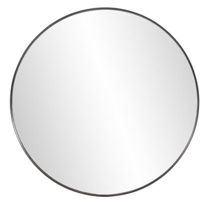 Homeroots 36" Black Round Framed Accent Mirror  Stainless Steel 383728