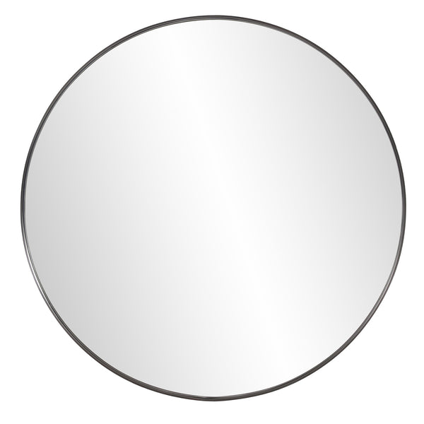 Homeroots 36" Black Round Framed Accent Mirror  Stainless Steel 383728