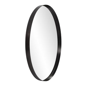 Homeroots 36" Black Round Framed Accent Mirror  Stainless Steel 383728