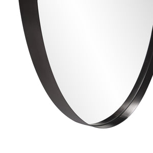 Homeroots 36" Black Round Framed Accent Mirror  Stainless Steel 383728