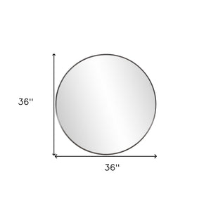 Homeroots 36" Black Round Framed Accent Mirror  Stainless Steel 383728