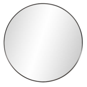 Homeroots 36" Black Round Framed Accent Mirror  Stainless Steel 383728
