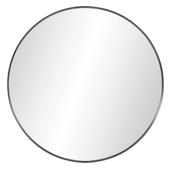 Homeroots 36" Black Round Framed Accent Mirror  Stainless Steel 383728