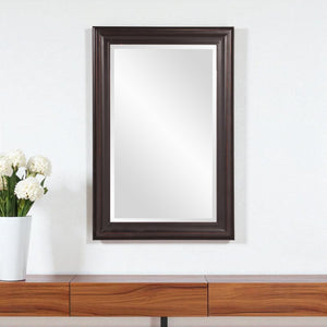 HomeRoots 33" Bronze Wood Accent Mirror - Elegant Framed Reflection for Modern Spaces, Ready to Hang Anywhere! 383729