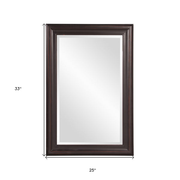 Homeroots Rectangle Oil Rubbed Bronze Finish Mirror With Wooden Bronze Frame  Wood 383729