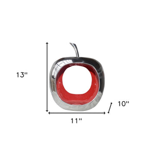 Homeroots 13" Red And Silver Buffed Aluminum Tabletop Sculpture  Buffed Aluminum 383739