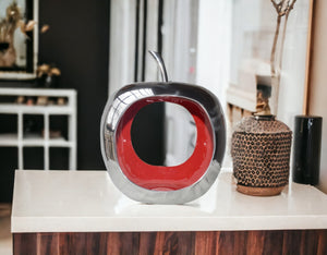 Homeroots 13" Red And Silver Buffed Aluminum Tabletop Sculpture  Buffed Aluminum 383739