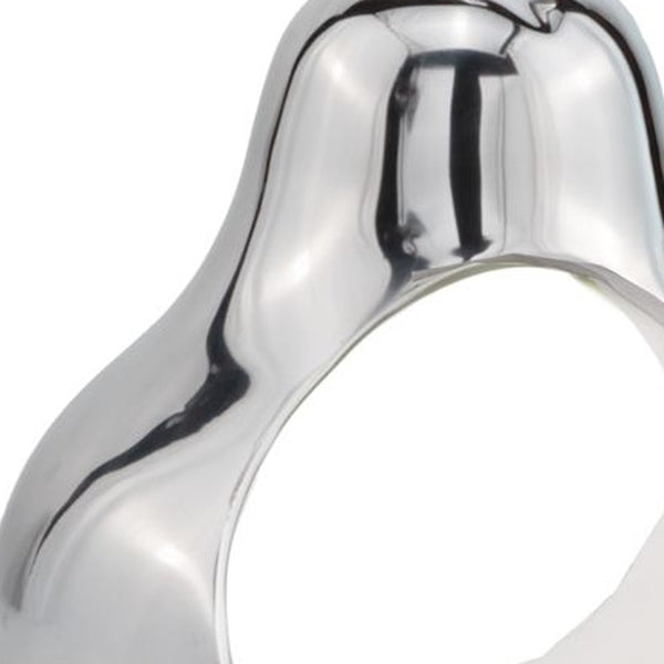 Homeroots 17" Silver And White Cast Aluminum Pear Shaped Accent Bowl   383742