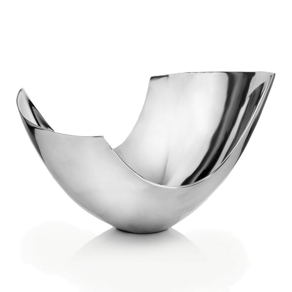 Homeroots 17" Silver Aluminum Modern Abstract Centerpiece Bowl   383745