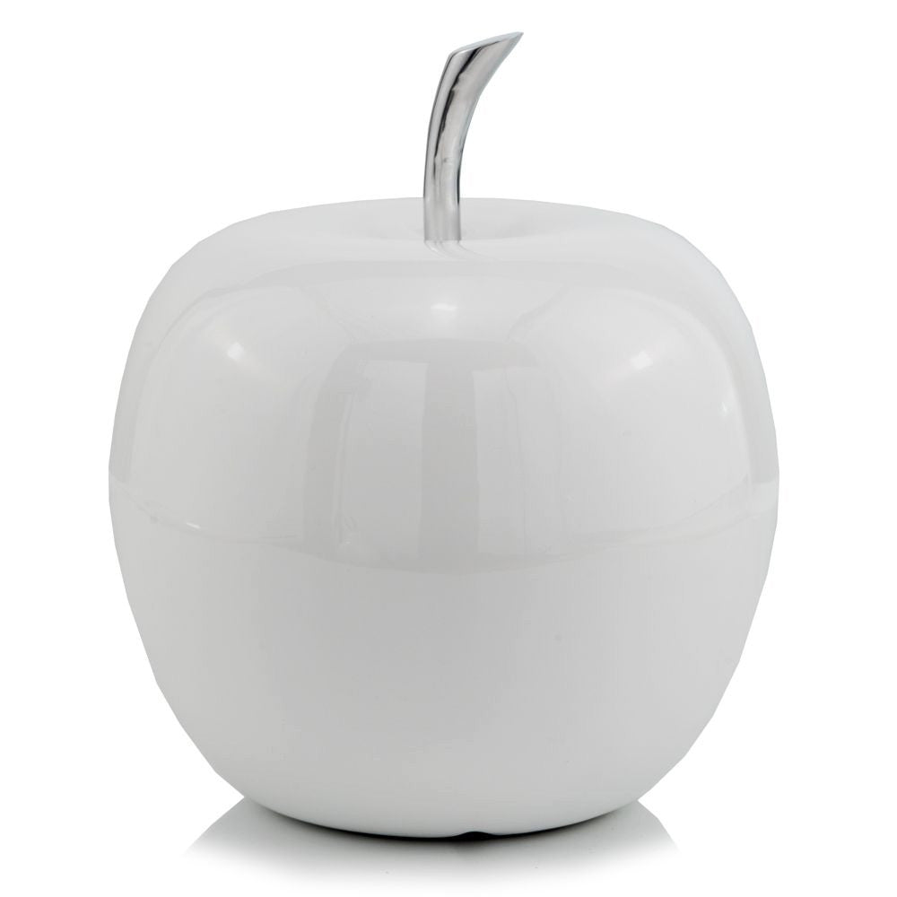 Homeroots 13" White Aluminum Decorative Apple Tabletop Sculpture  Aluminum 383753