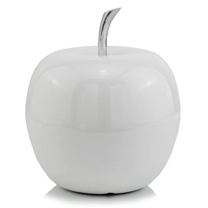 Homeroots 13" White Aluminum Decorative Apple Tabletop Sculpture  Aluminum 383753