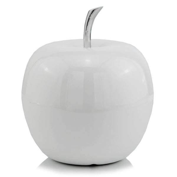 Homeroots 13" White Aluminum Decorative Apple Tabletop Sculpture  Aluminum 383753