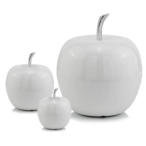 Homeroots 13" White Aluminum Decorative Apple Tabletop Sculpture  Aluminum 383753